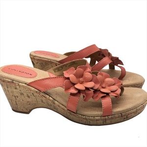 Covington Primrose Leather Thong Wedge Sandals Size 9